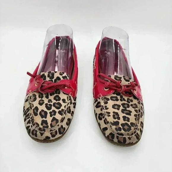 Sperry Leopard Print Red Brown Spotted Flats Size 7 Medium A-13 CH73 - Picture 4 of 6